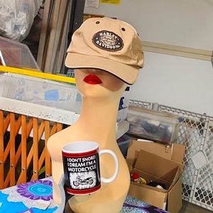 HARLEY DAVIDSON tan/blk baseball cap.Pat Roger's Speedway Concord NC & motomug